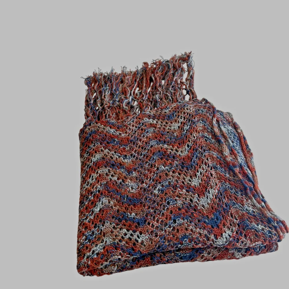 Handmade Crochet Scarf Brown Blue Large